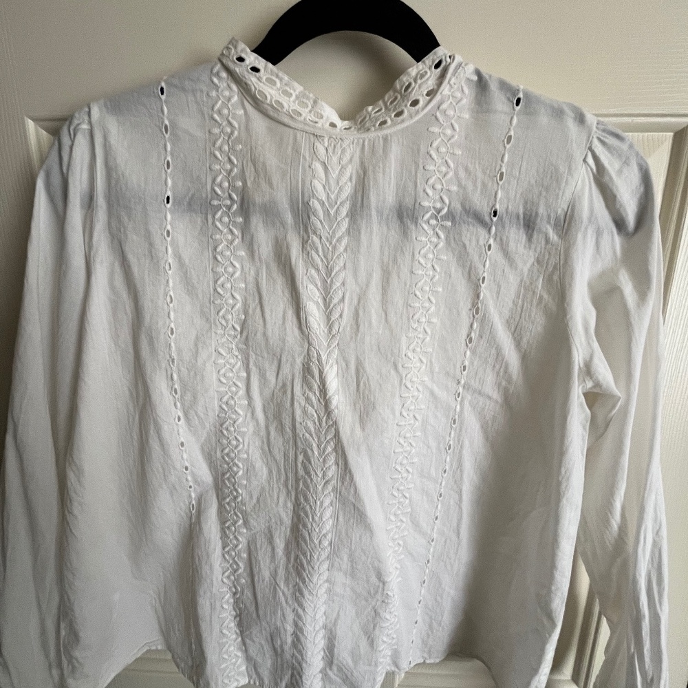 High neck eyelet blouse